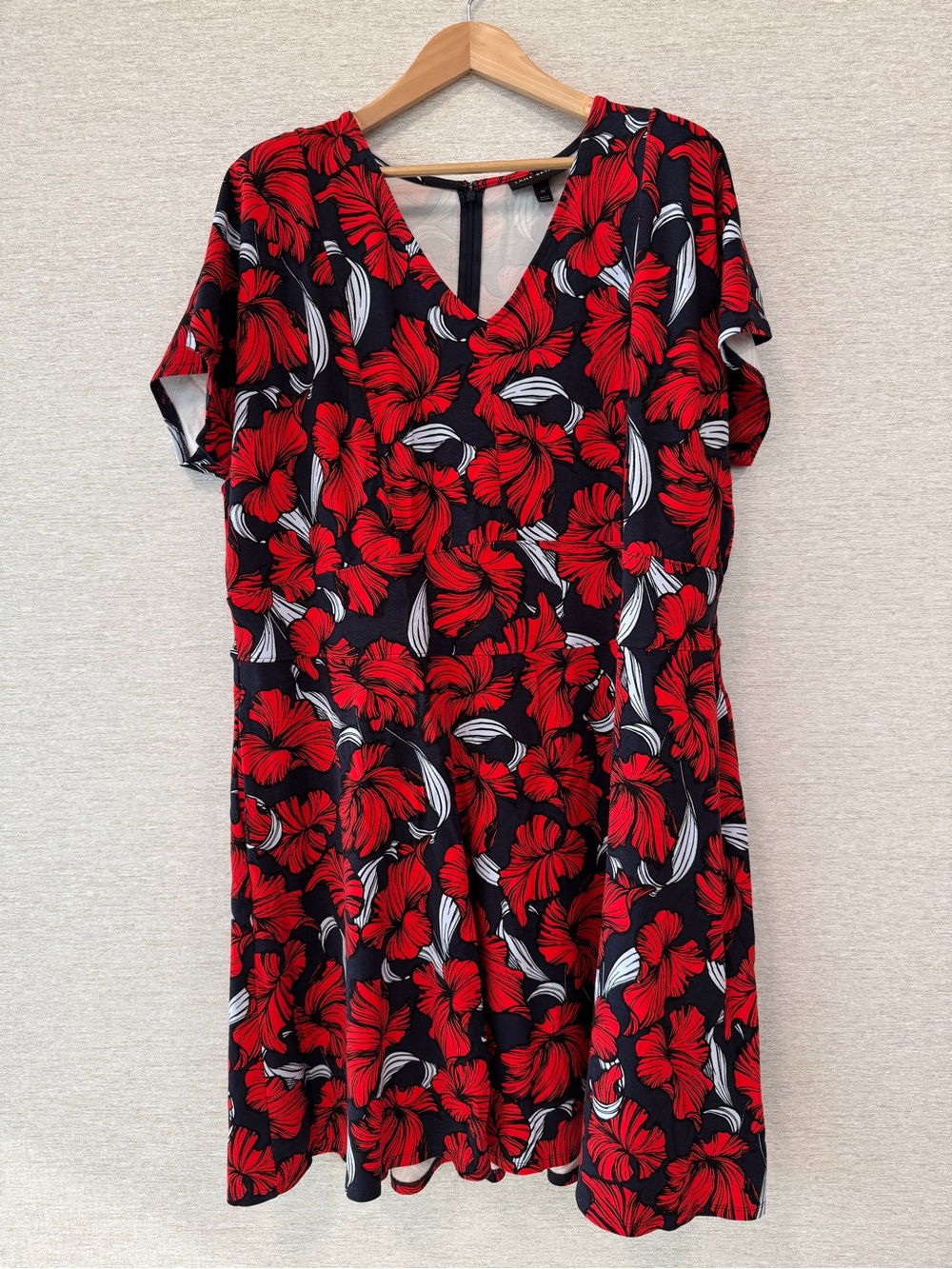 Lane Bryant Black Dress with Red Floral Print
